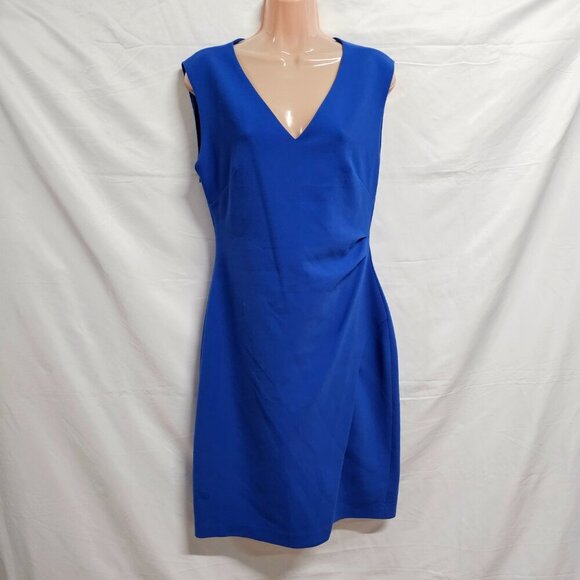Diane Von Furstenberg Megan Sheath Dress Women Size 8 Blue Sleeveless Side Zip - Picture 11 of 16